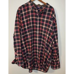 Tommy Bahama Flannel Button Shirt Mens 3XL Pink Blue Plaid Button Up